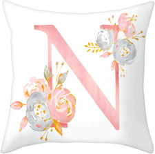 Throw Pillow Covers Alphabet Decorative Pillow ABC Letter Flowers Cushion Cover