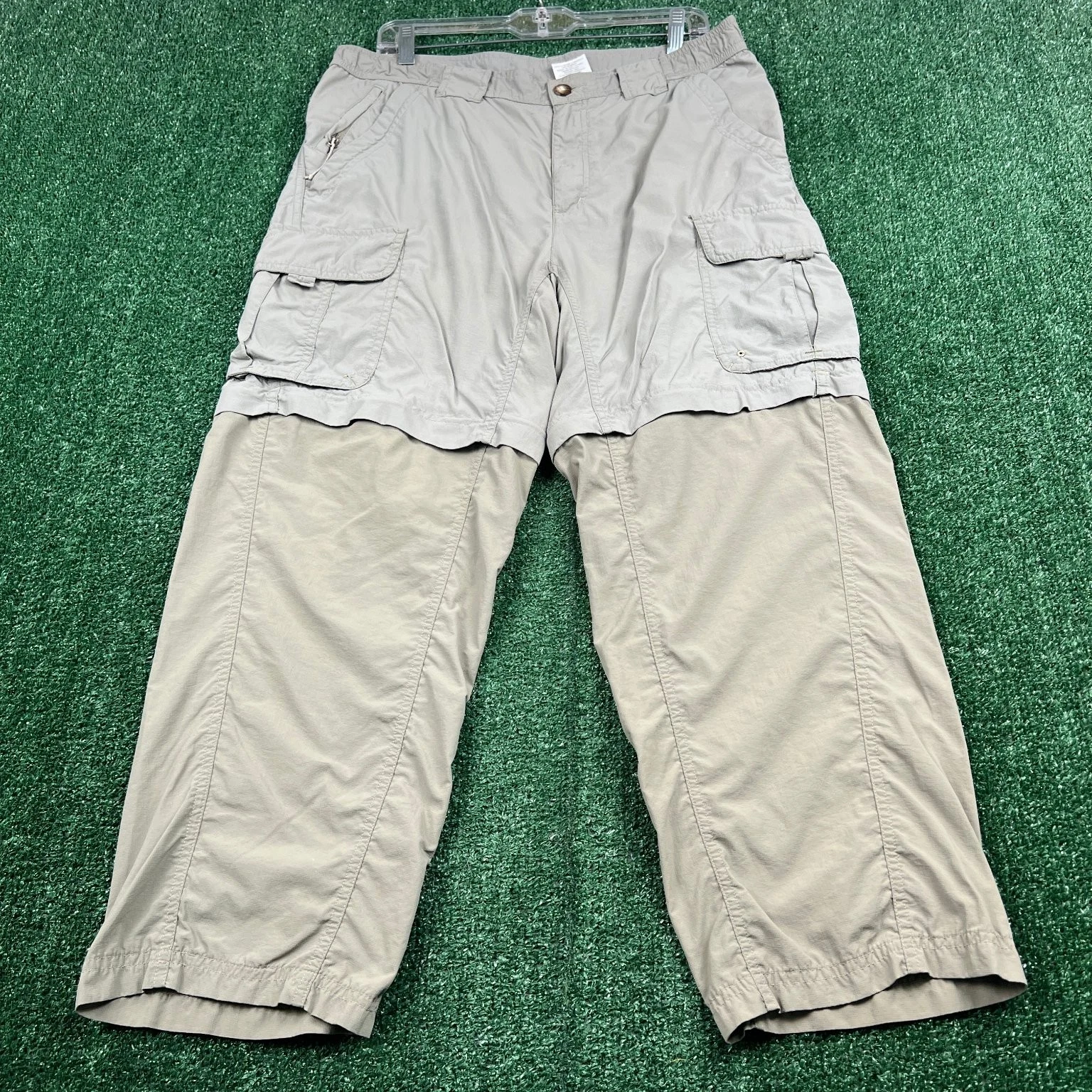 VTG Columbia Titanium Men's Pants M 34x26 Tan Convertible Cargo Hiking Nylon Y2K