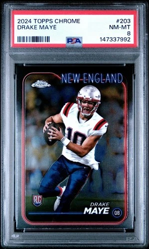 2024 Topps Chrome Drake Maye Rookie RC #203 PSA 8 NM-MT