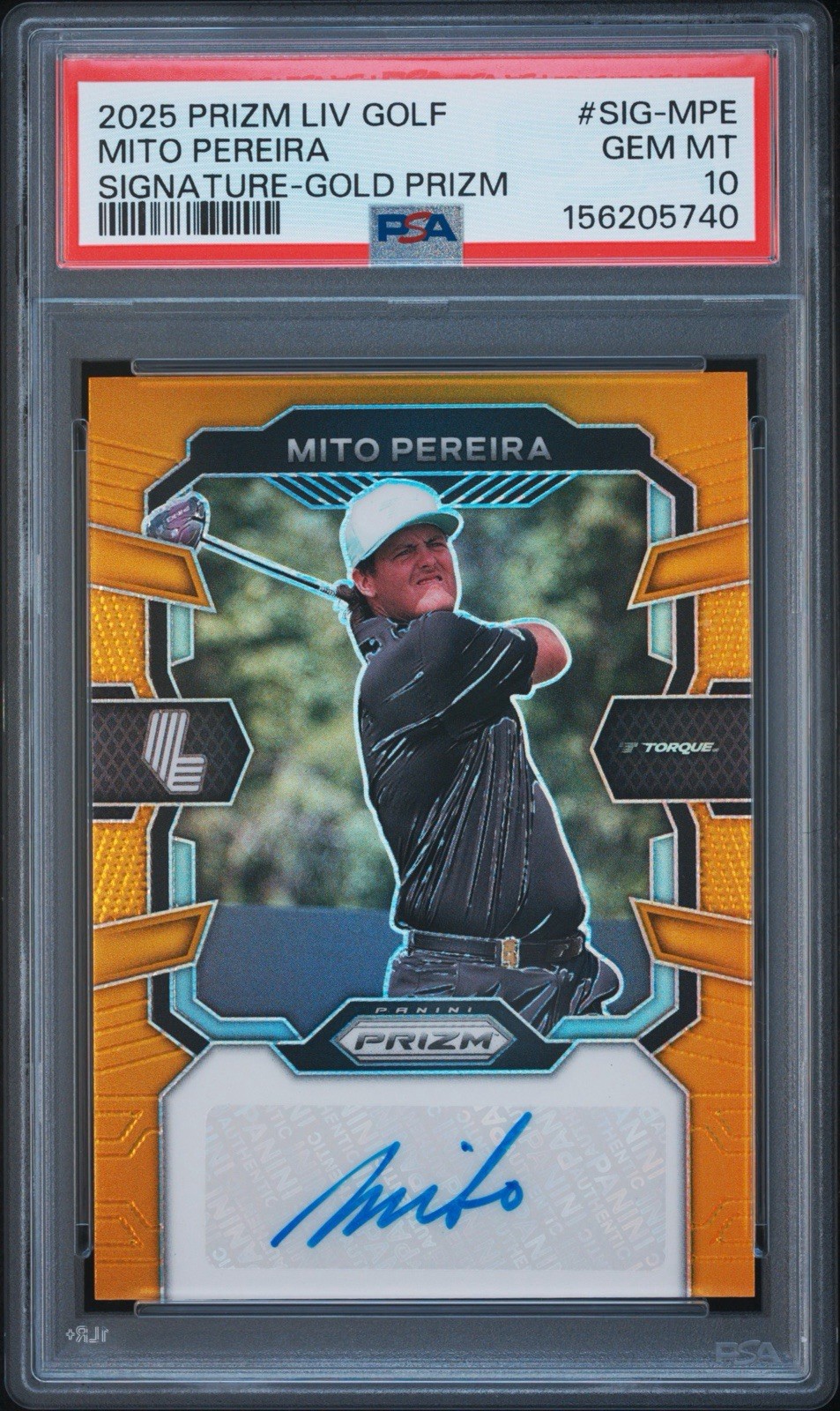 2024 Panini Prizm Liv Golf Mito Pereira Signature Gold Prizm /10 #SIGMPE PSA 10