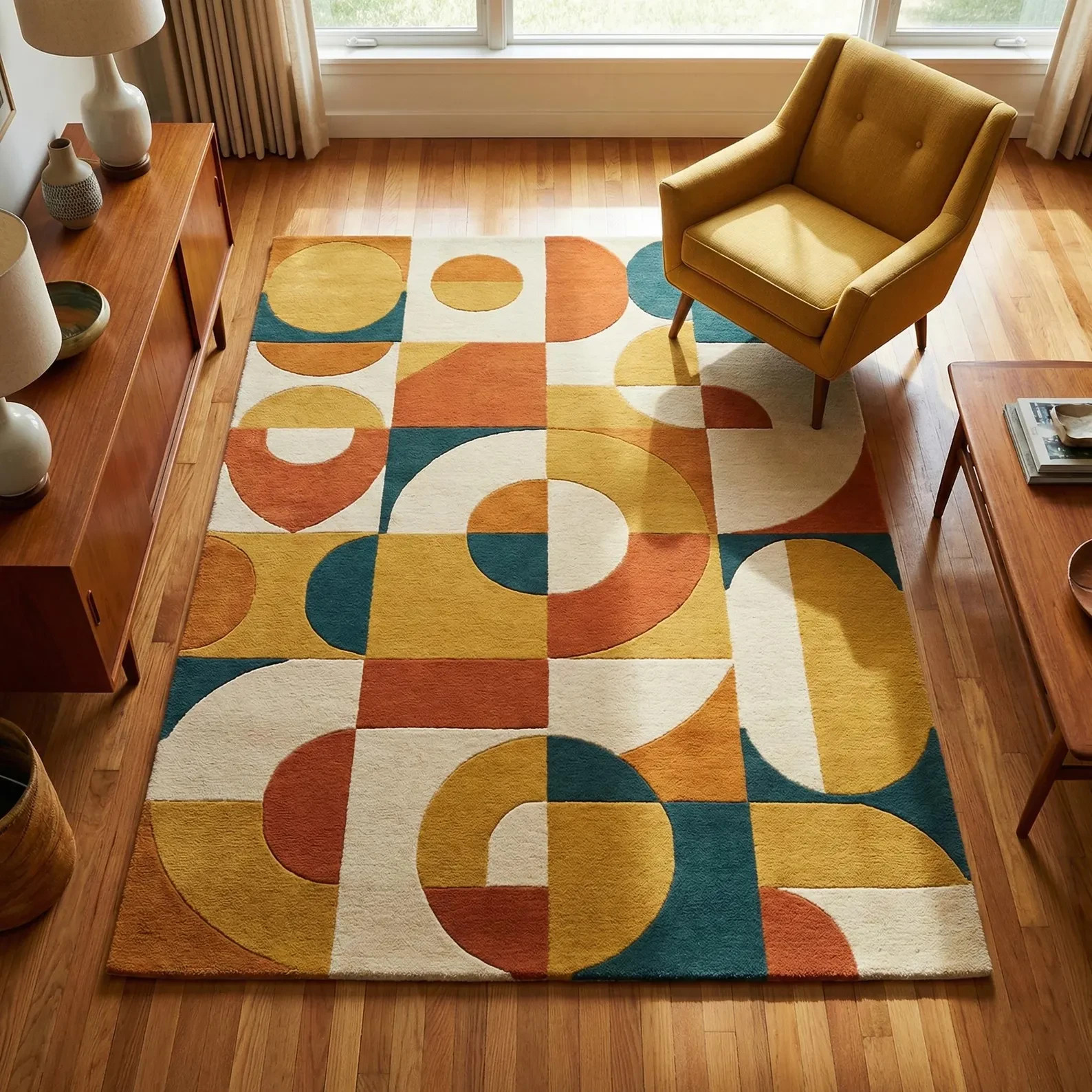 Modern Hand Tufted Wool Area Rug, Geometric Living Room Statement Home Decor.
