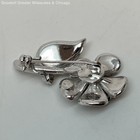Austrian Crystal Silver Tone Flower Brooch 10g — photo 4