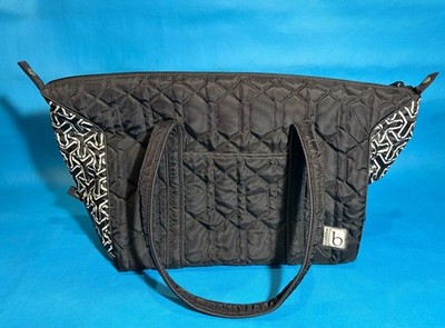 Cinda B - Quilted Weekender Duffle Bag - Black/White - Zippered Closure