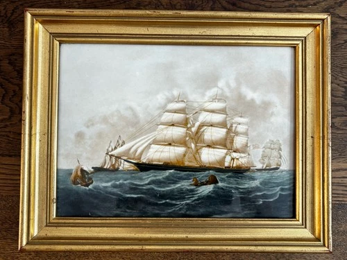 Wedgwood framed porcelain plaque ship/maritime/nautical