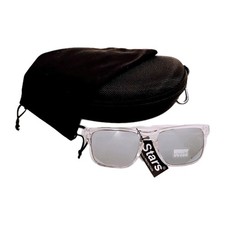 Wayfare Sunglasses With Clear Frame And Silver Mirrored Lenses. Case Included.