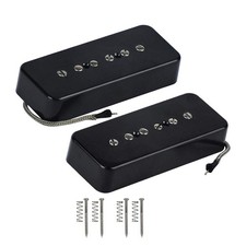 Alnico 5 Single Coil Soap Bar P90 Neck & Bridge Pickup Set - Black