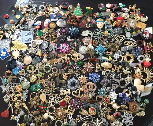 275+ Vintage Costume - Fashion Jewelry HUGE Lot Rhinestone Brooch Pin Rhinestone