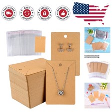 Minimalist Kraft Paper Earring  Necklace Display Cards with 150 Bags Included