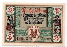 1921 Germany Rothenburg Notgeld 50 Pfennig Note (2471)