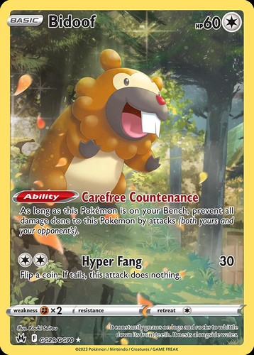 Pokemon Bidoof (GG29/70) Crown Zenith Galarian Gallery NM HOLO