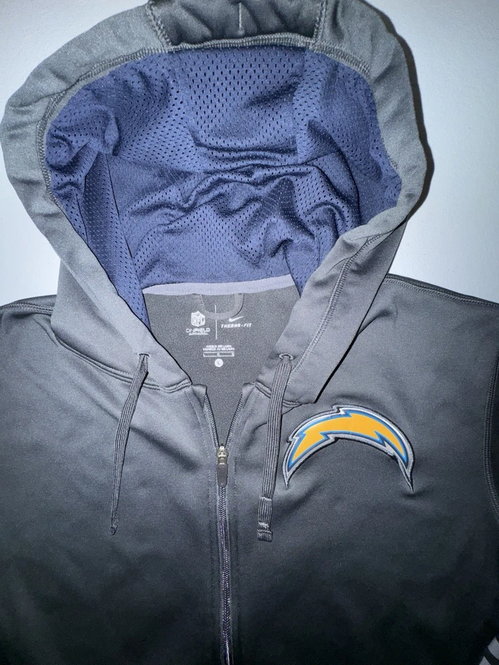 Moletom com capuz San Diego Chargers zíper completo masculino grande Nike Therma-Fit costurado cinza NFL - Imagem 2 de 4