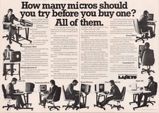 Laskys Vintage 1984 2pg Print Ad Microcomputers Commodore Apple Atari Sinclair
