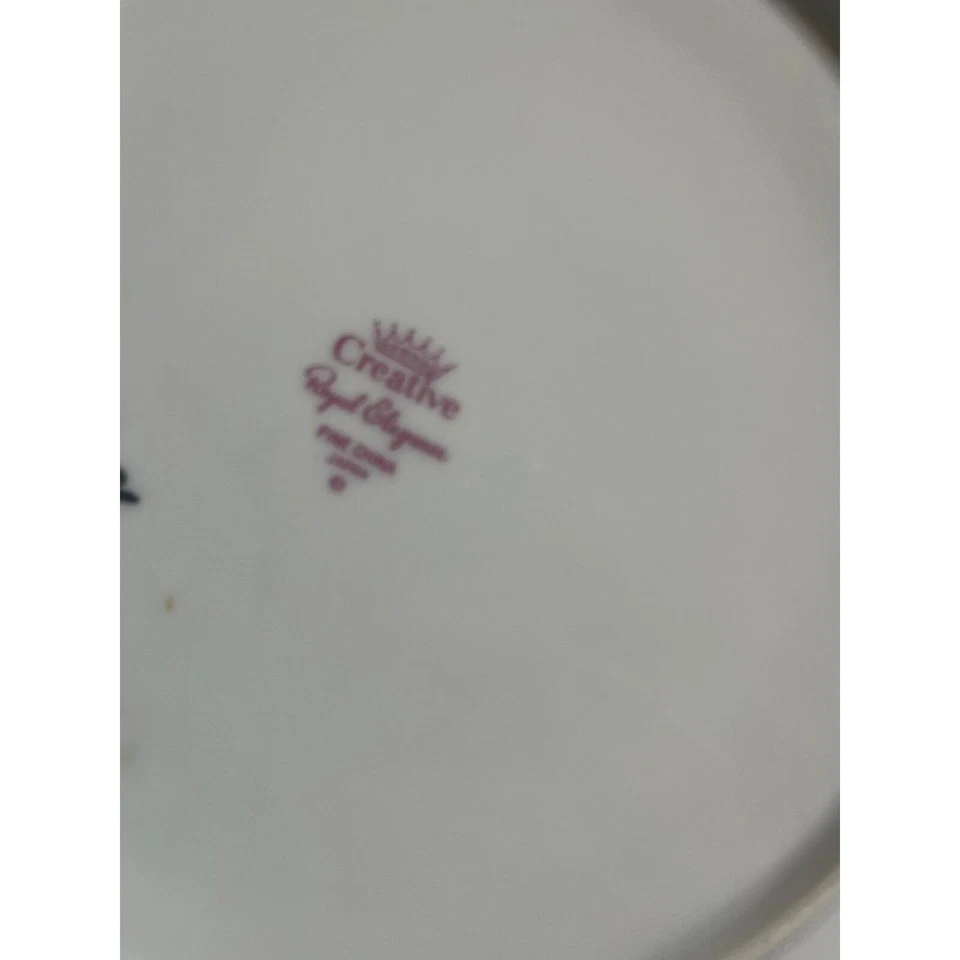 Juego de 4 platos de porcelana fina vintage creativos Royal Elegance florales plateados Foto 3 de 4