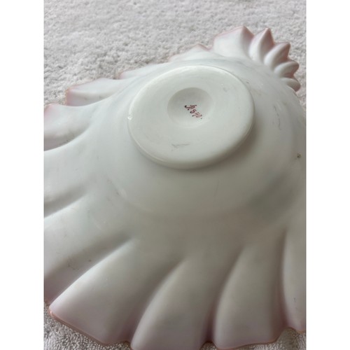 Antique peach blow Pink Glass Brides Basket Bowl deep ruffle satin finish - Picture 5 of 8