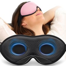 Weighted Sleep Mask for Women Men, 100 Blackout, 3D Contoured, Pink