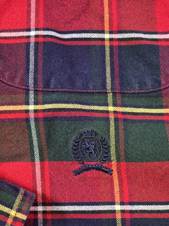 Camisa masculina manga longa xadrez azul GG vintage Tommy Hilfiger - Imagem 2 de 4