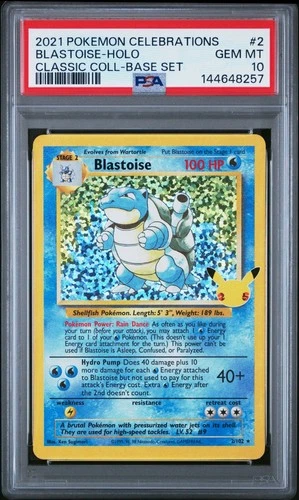 PSA 10 Gem Mint Blastoise #2/102 2021 Pokémon Celebrations: Classic Collection