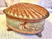 Antike Huntley & Palmers Keksdose Muschel Meerjungfrau 1918 Clam Shell Tin