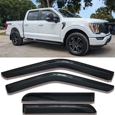 Window Visors Rain Guards Side Wind Deflectors 2015-2024 F150 Crew cab, Black 