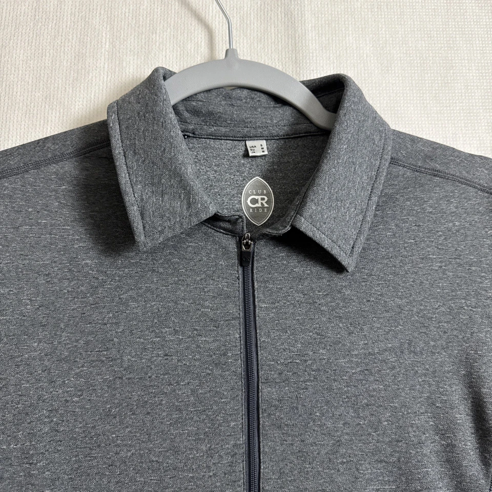 Camiseta deportiva de ciclismo Club Ride CR para mujer talla pequeña gris hermosa manga 3/4 cremallera 1/4 Foto 4 de 4