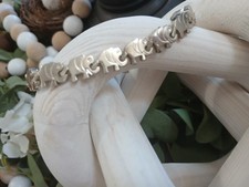 Solid 925 Sterling Silver Linking Elephants Bracelet
