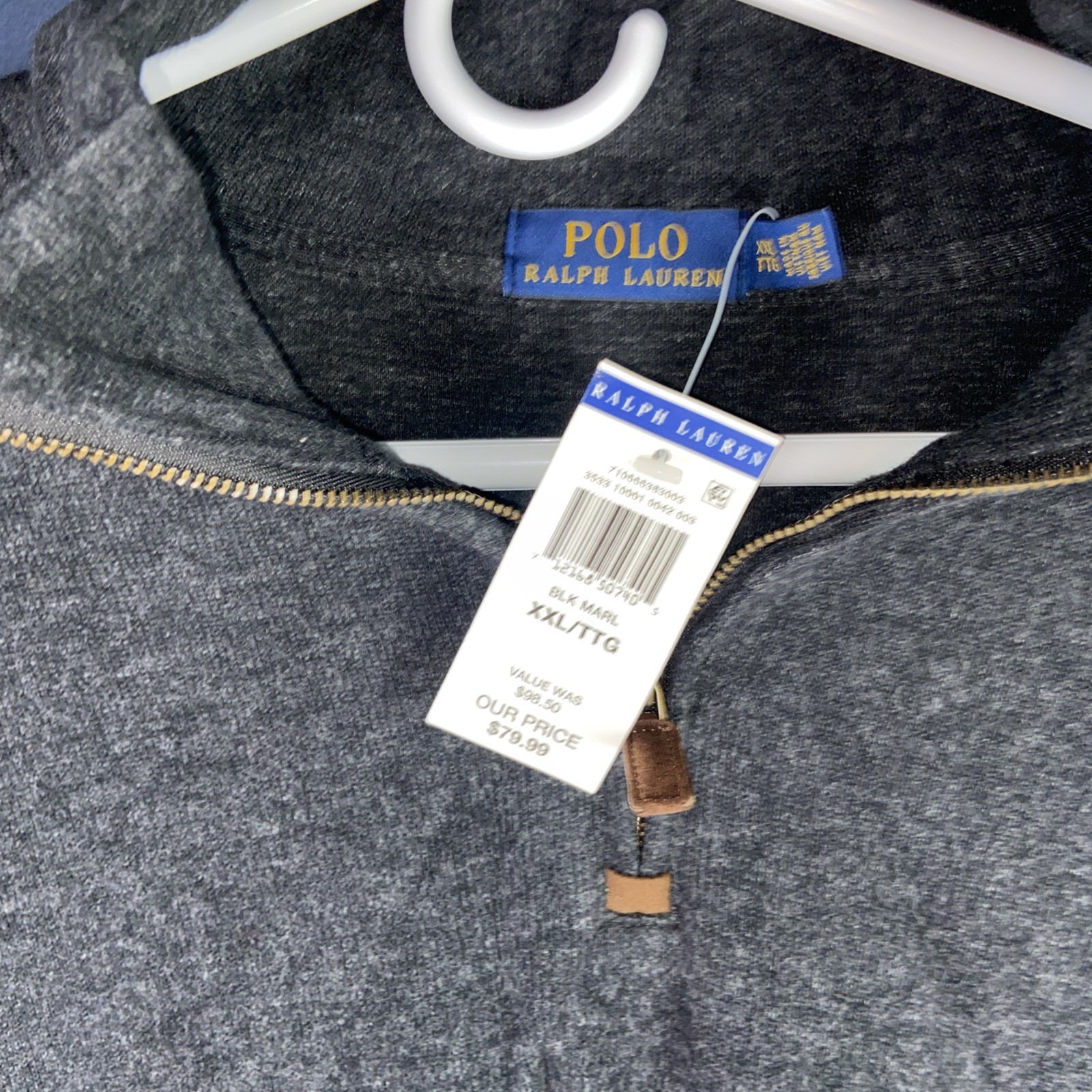 PONY POLO RALPH LAUREN Maglione Uomo Nero Cotone 1 4 Quarto Zip Felpa 2XL