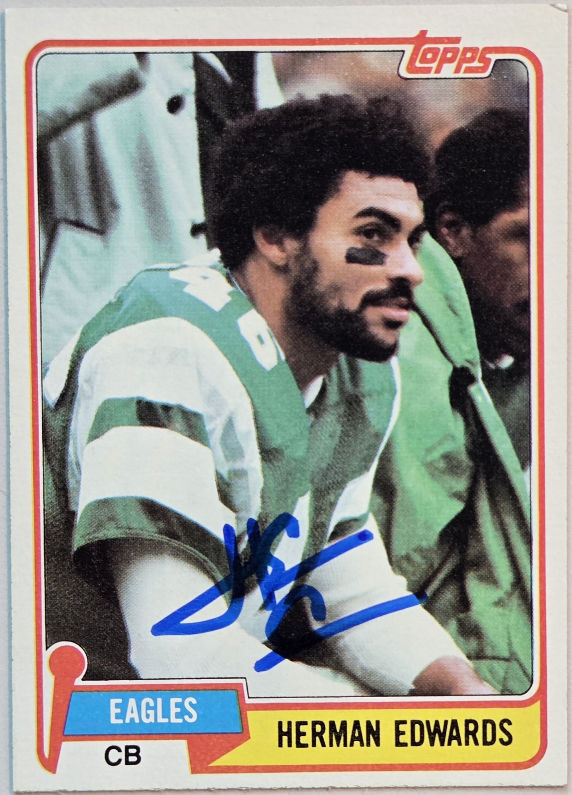 1981 TOPPS Herman Edwards Auto Card #179 Philadelphia Eagles Football Signed NFL