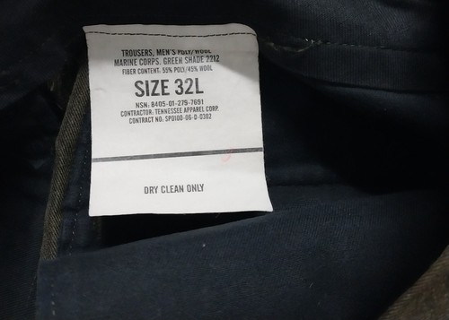USMC US Marines Uniforme Oficial Pantalones Verdes Talla 32L - Imagen 3 de 3