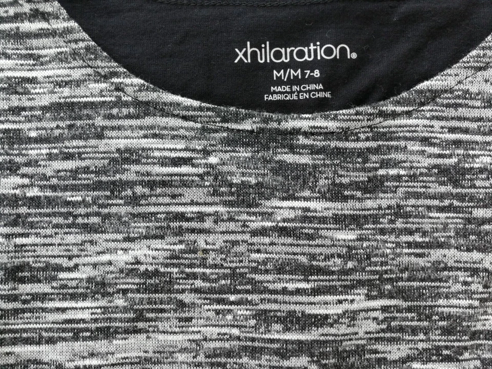 女童纱染粗纺球衣长袖身体全衬里上衣 - Xhilaration BLK M — 第 2/4 张图片