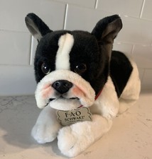 FAO Schwarz Plush Dog Boston Terrier Stuffed Animal Puppy - 12"