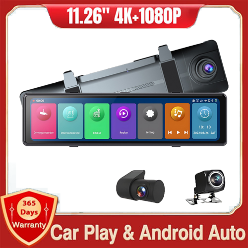 170° Touch Front Rear Video Recorder Dash Cam Camera HD Rearview Mirror Car DVR