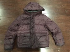 ABERCROMBIE Kids Hooded Puffer Jacket Coat, 13/14, Fleece Lined, Burgundy Red