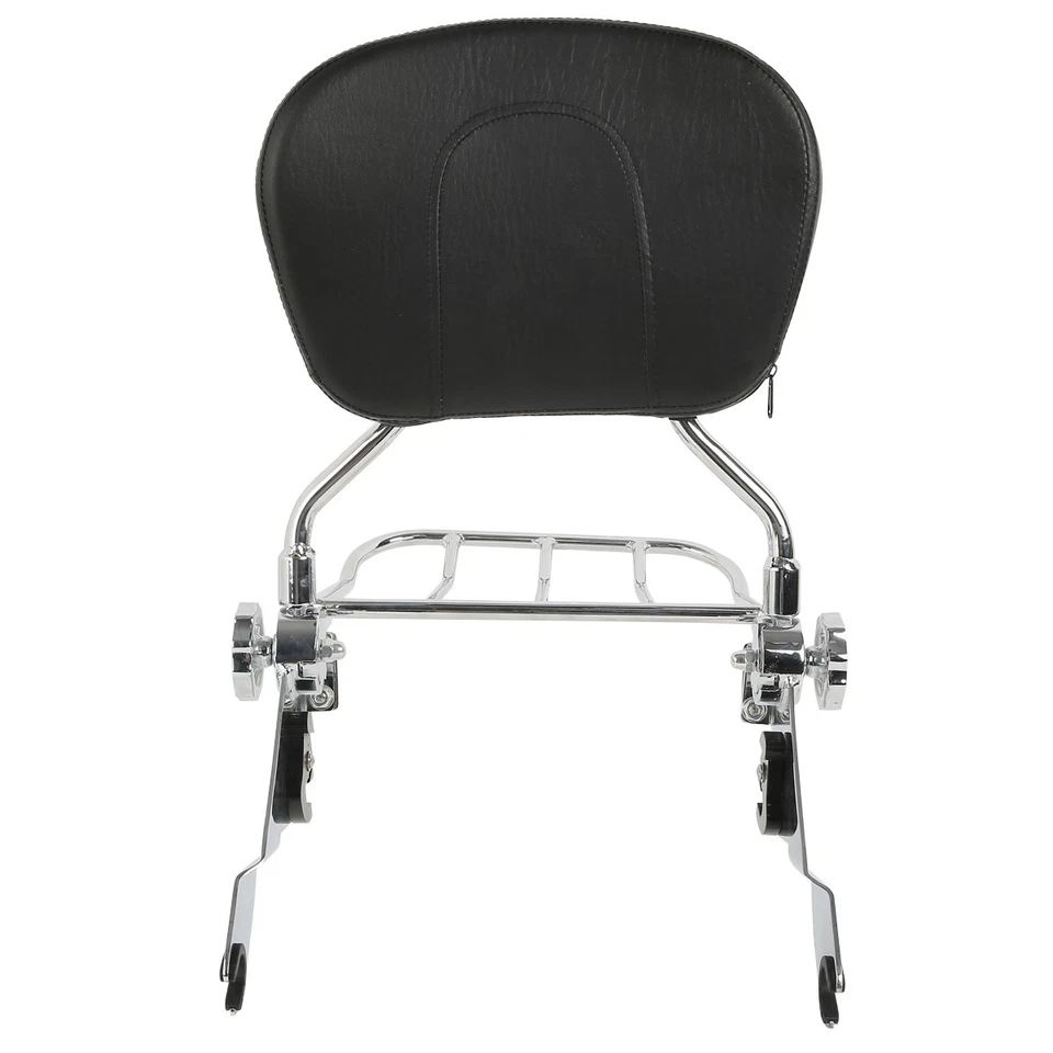 Respaldo desmontable cromado barra Sissy portaequipajes apto para Harley Road King 09-25 Foto 3 de 4