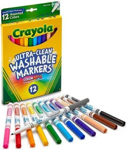 Crayola Ultra-Clean Washable Fine Line Markers 12-Color Set