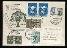 Lithuania 1991 Registered For Prague With Mixed Postage Lithuania/Russia N3487