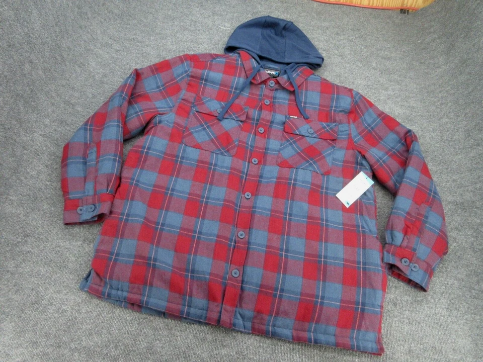 Tony Hawk Chamarra Para Hombres XXL 2XL Azul Rojo Acolchada a Cuadros Cremallera Completa Con Capucha NUEVA Foto 3 de 4