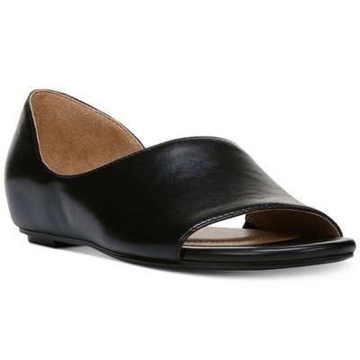black open toe flat shoes