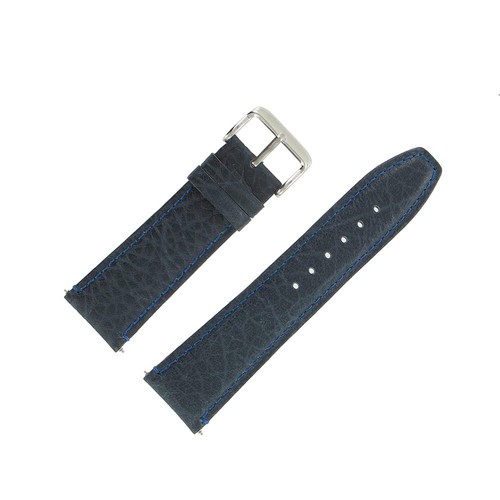Bracelet De Montre En Cuir Bleu Gaufré Buffalo 22mm - Sport & Anti-Transpirant - Marque OnWatch - Neuf Sans Étiquette