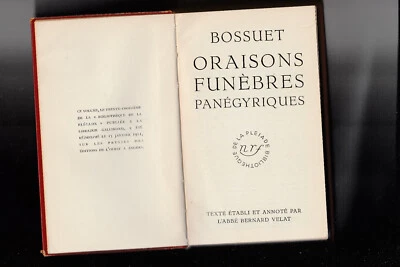 Bossuet Oraisons funèbres Panégyriques Pléiade 1951 N° 33 Abbé Bernard Velat - Photo 1/2