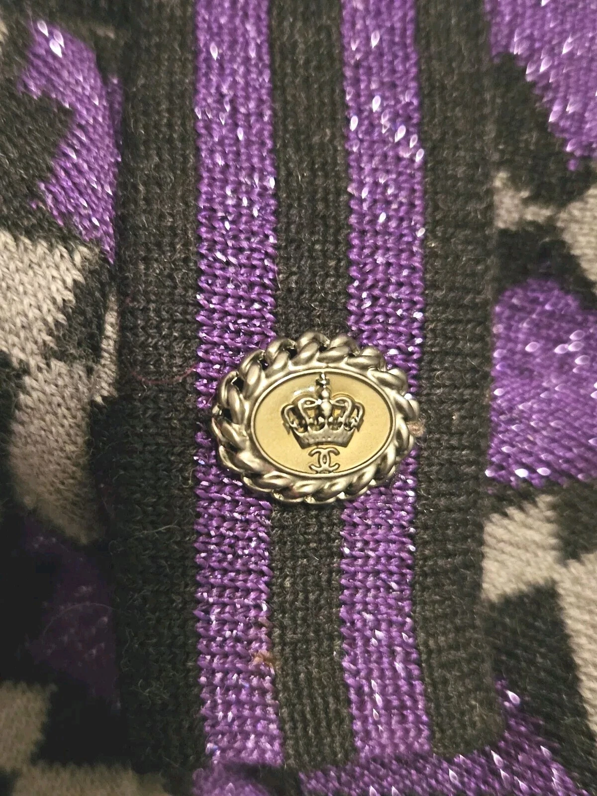 Nuovo Chanel Vintage 2008 Viola Nero Glitter Maglione Cape Top 34 36 2 4 Vintage XS S