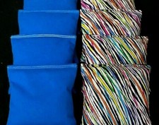 COLORFUL ANIMAL STRIPES made with cotton fabric 8 Cornhole Bean Bags ACA Reg.