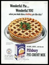 1948 Pillsbury pie crust mix Christmas mince pie art vintage print ad