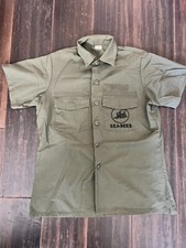 Vintage SEABEES Military Utility Shirt Jacket Short Sleeved OG-507 16.5 x 34