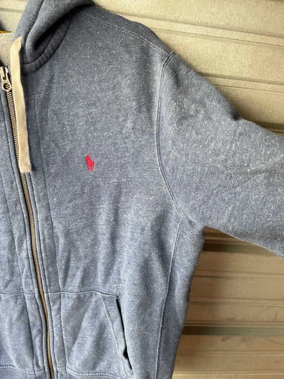 Polo Ralph Lauren maglione uomo XL blu full zip logo pony felpa con cappuccio