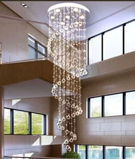 Luxury LED Crystal Spiral Pendant Lamp Ceiling Light Stair Chandelier Loft New