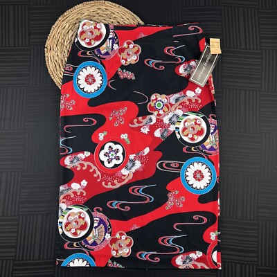 Intriguing Threads Womens Size 8 Red Black Japanese Korean Novelty Pencil Skirt