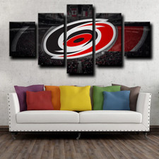Carolina Hurricanes Logo Badge NHL Hockey Team 5 Piece Panel Canvas Wall Art