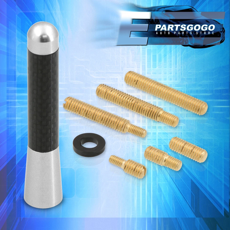 For Mazda 76mm 3" JDM Silver Carbon Fiber Short Screw On Type Car Radio Antenna Foto 3 de 3