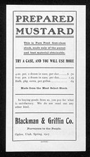 Ogden, UT Blackman & Griffin Co. Prepared Mustards Figs Dates 1907 Insert VGC