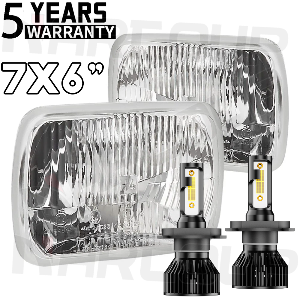 7x6 Inch LED Hi-Lo Headlights for Toyota Pickup & Nissan Hardbody D21